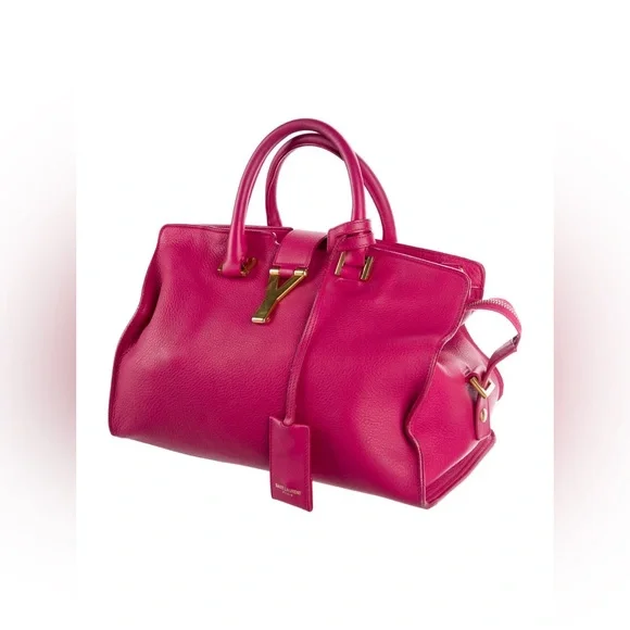 YSL Saint Laurent Classic Y Cabas Fuchsia Leather Satchel - Picture 13 of 16